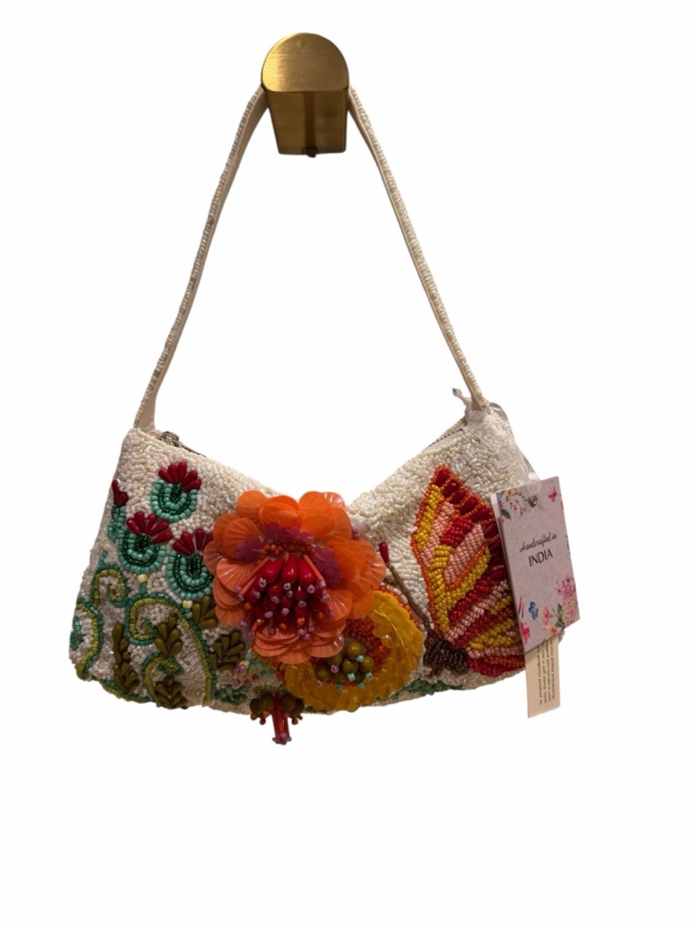 Beaded Floral & Butterfly Shoulder Bag